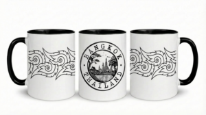 Bangkok black and white fire mug