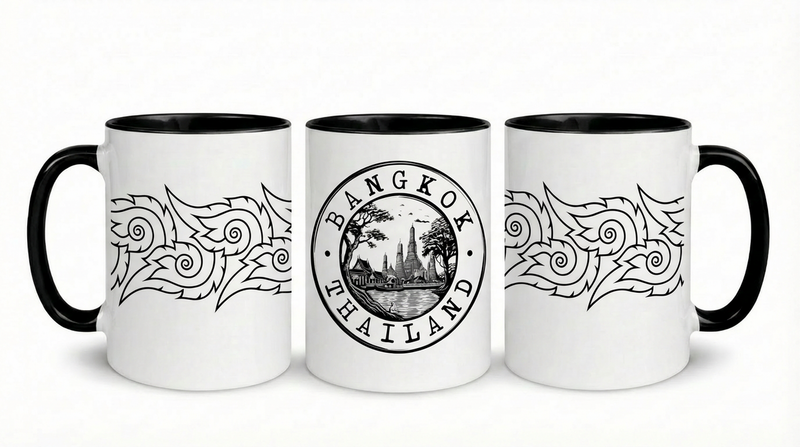 Bangkok black and white fire mug