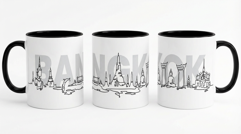 bangkok black and white mug