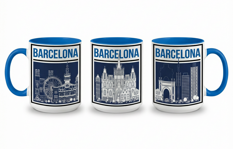 barcelona city skyline mug