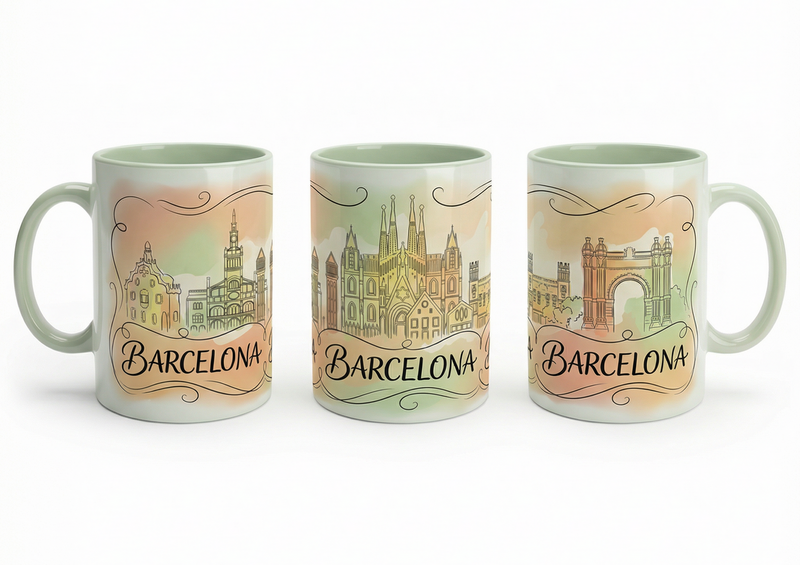 barcelona green mug