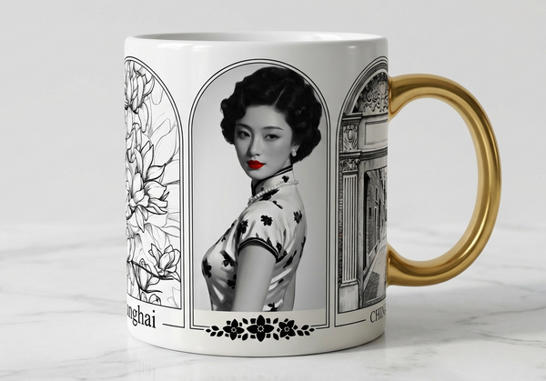 right hand 600 shikumen white mug