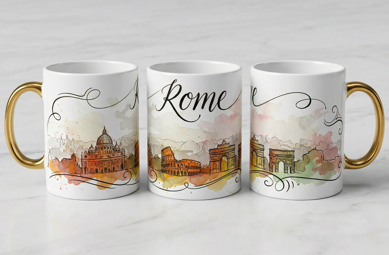 rome mug golden hand